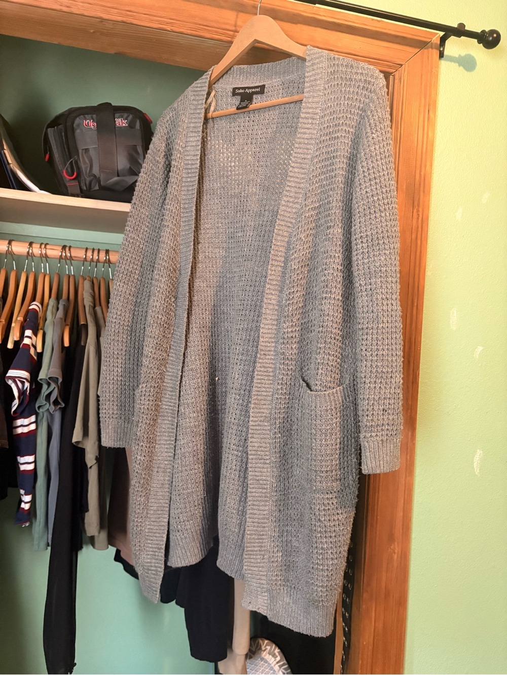 Soho Apparel Light Gray Open-Front Knit Cardigan